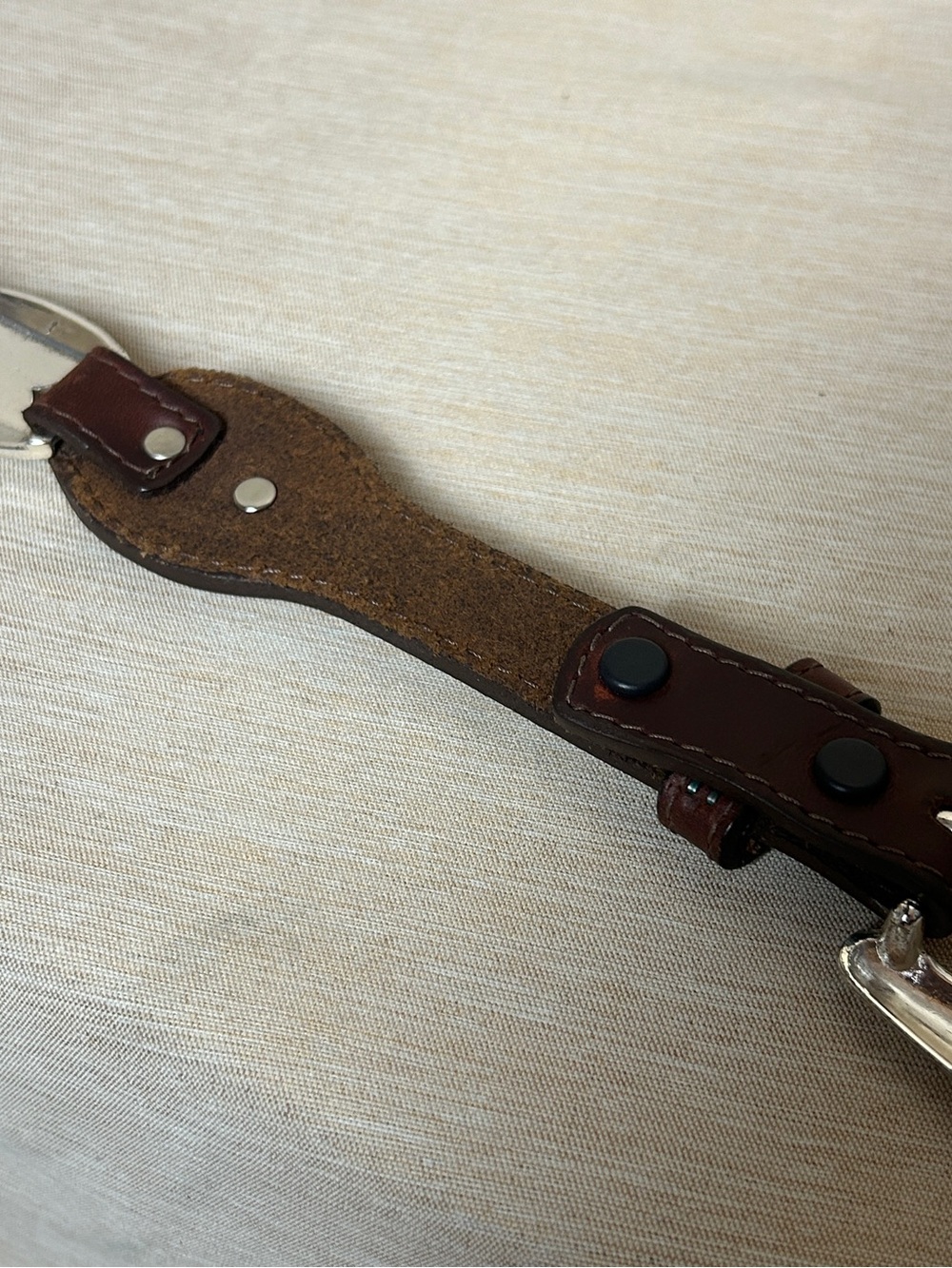 Tony Lama Vintage Dark Brown Leather Belt with Silver Engraved Conchos. - Picture 6 of 7
